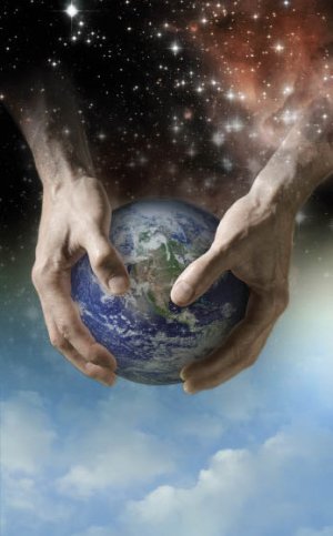 Hands holding Earth