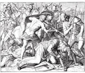 V bitke proti Filištíncom Saul naľahol na svoj meč.